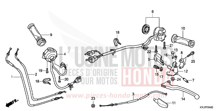HEBELGRIFF/SCHALTER/KABEL von CBR250R ABS PEARL SPENCER BLUE (PB308) von 2011